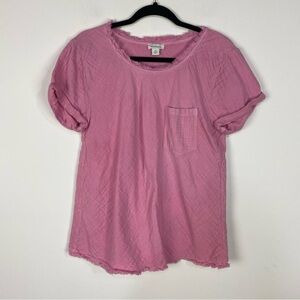 Sundance Pink 100% Cotton Gauze Short Sleeve Pocket Top Summer Beach Barbie